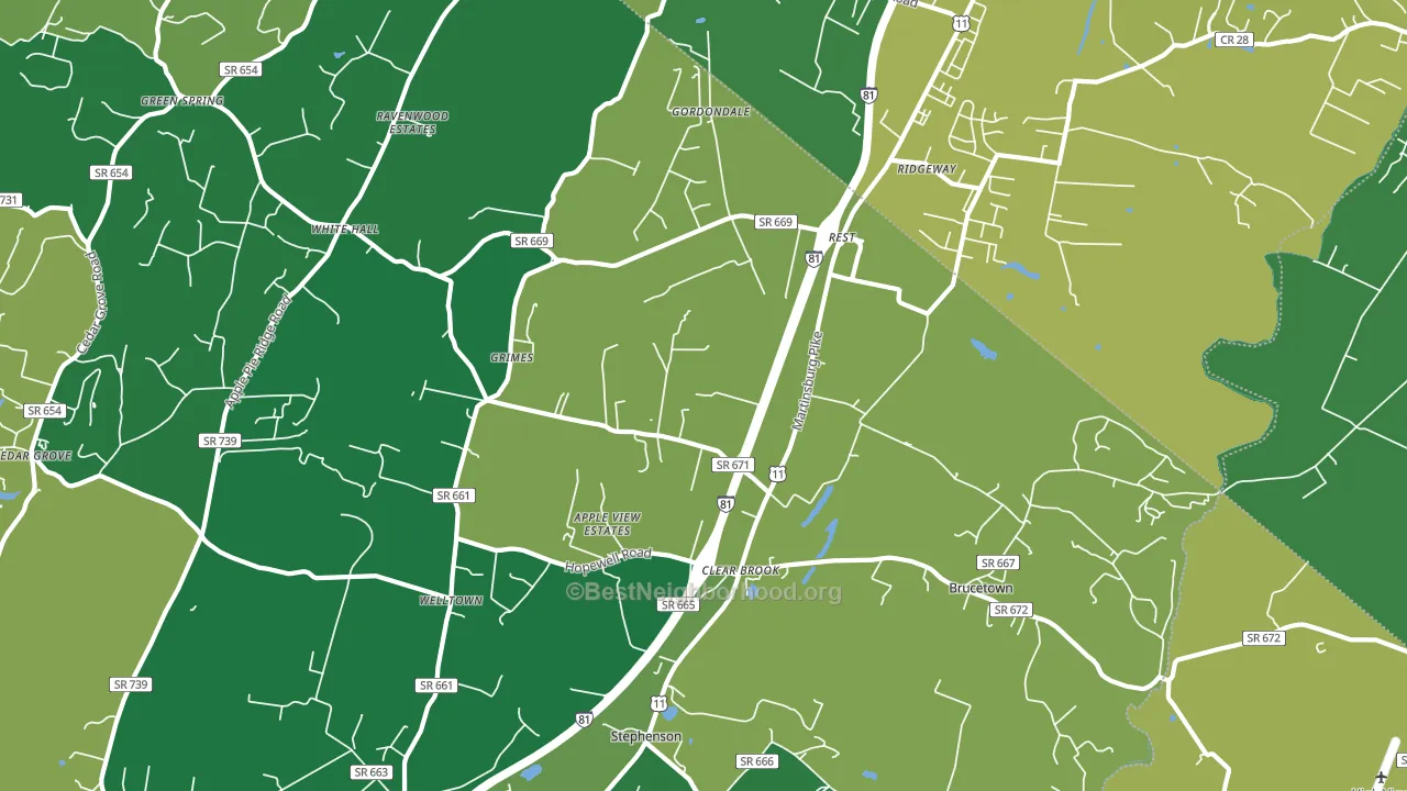 Clear Brook, VA block-group voter-turnout map