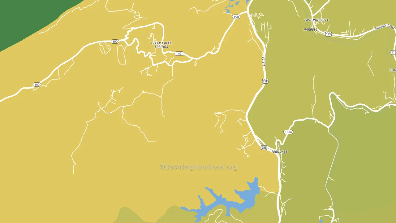 Clear Creek Springs, KY block-group voter-turnout map