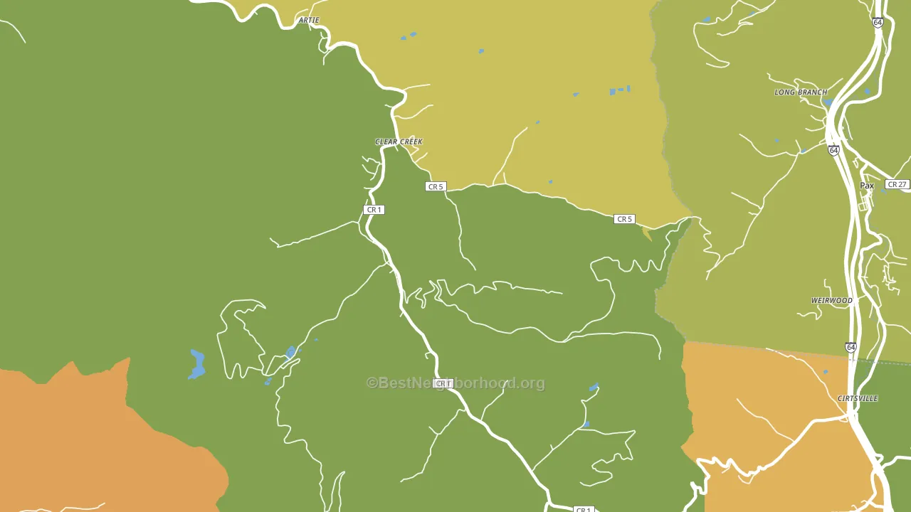 Clear Creek, WV block-group voter-turnout map
