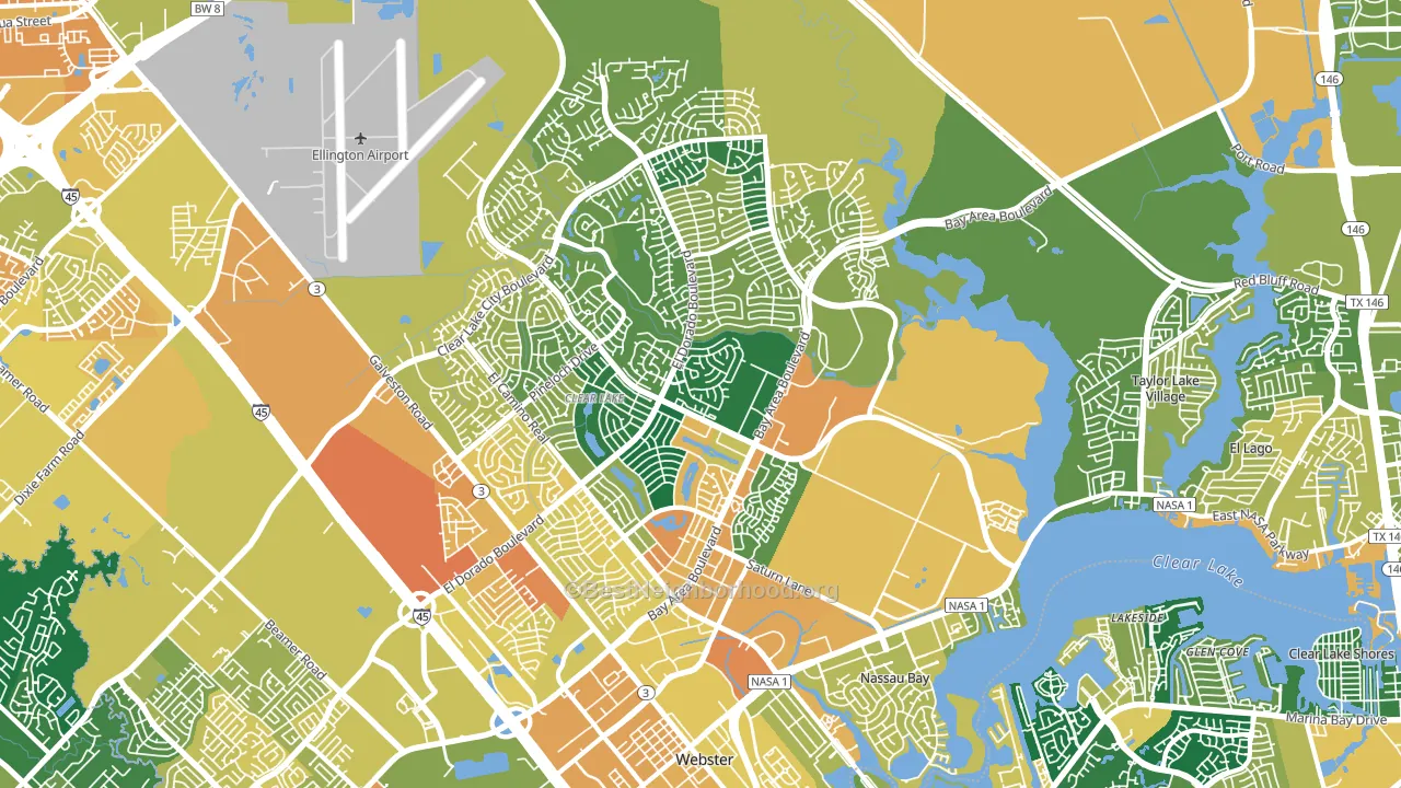 Clear Lake, Houston, TX block-group voter-turnout map