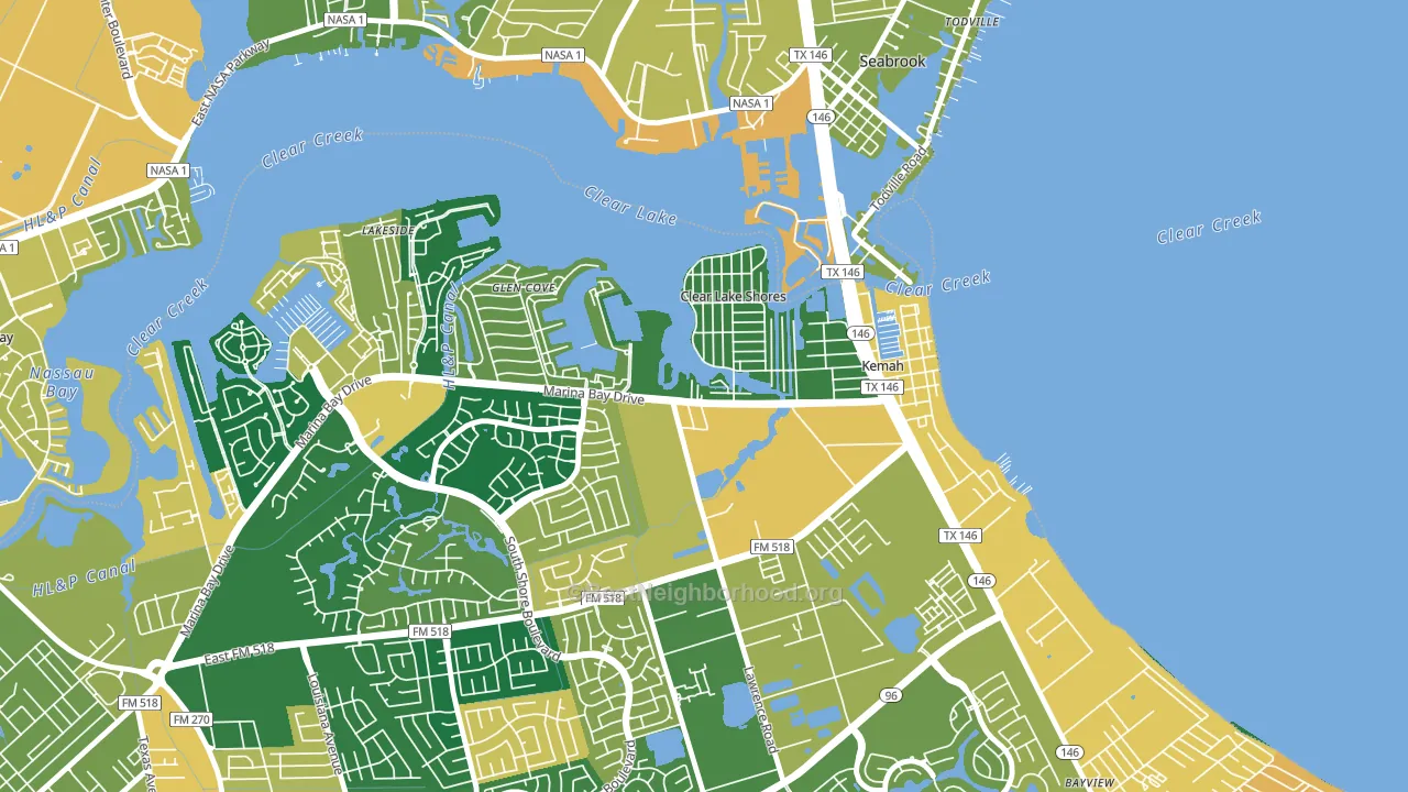 Clear Lake Shores, TX block-group voter-turnout map