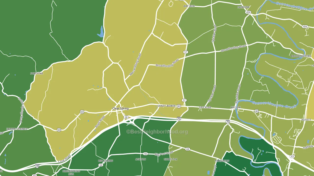 Clear Spring, MD block-group voter-turnout map