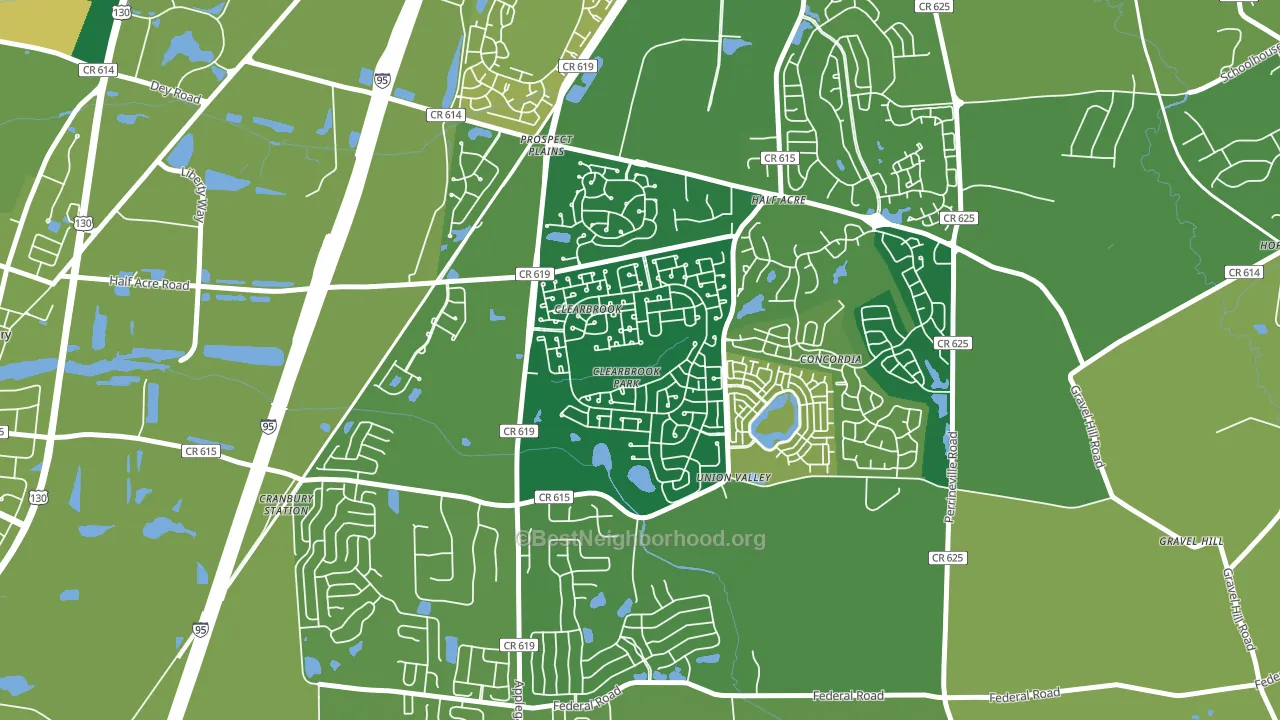 Clearbrook Park, NJ block-group voter-turnout map
