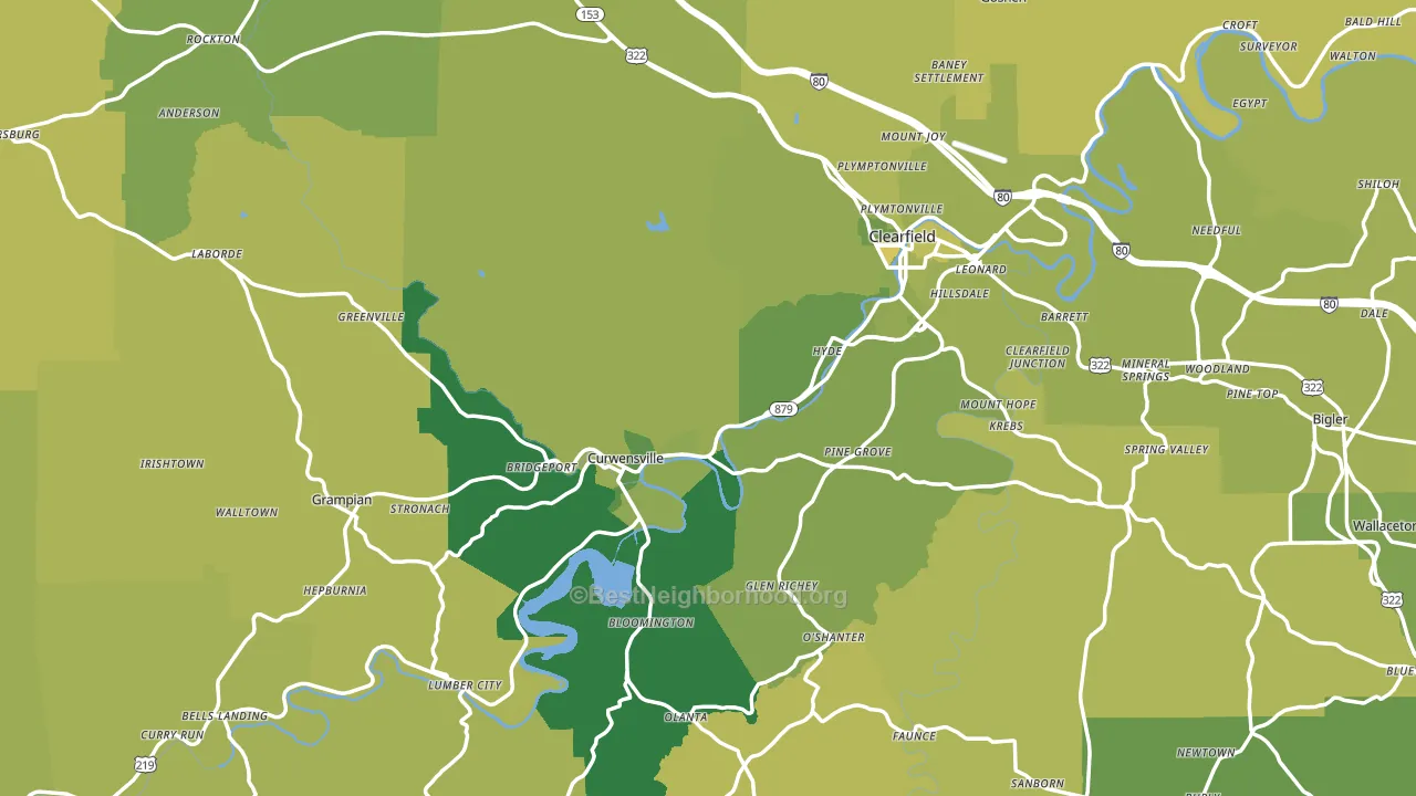 Clearfield County, PA block-group voter-turnout map