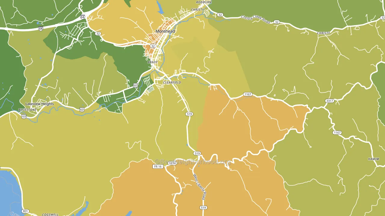 Clearfield, KY block-group voter-turnout map