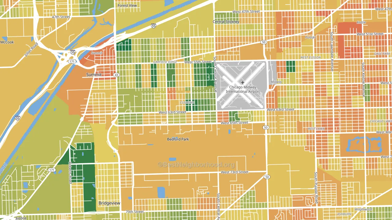 Clearing, Chicago, IL block-group voter-turnout map