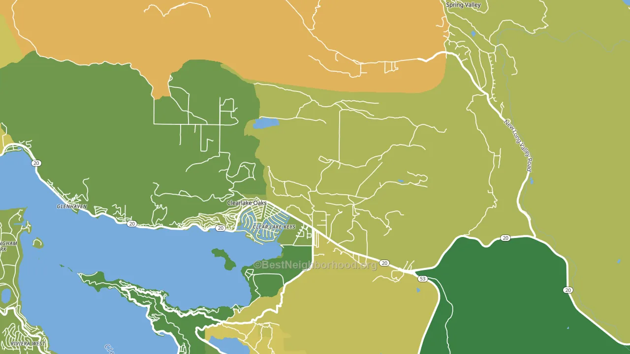 Clearlake Oaks, CA block-group voter-turnout map