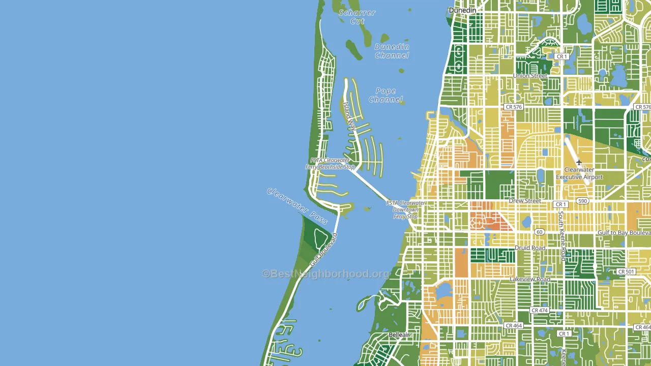 Clearwater Beach, FL block-group voter-turnout map
