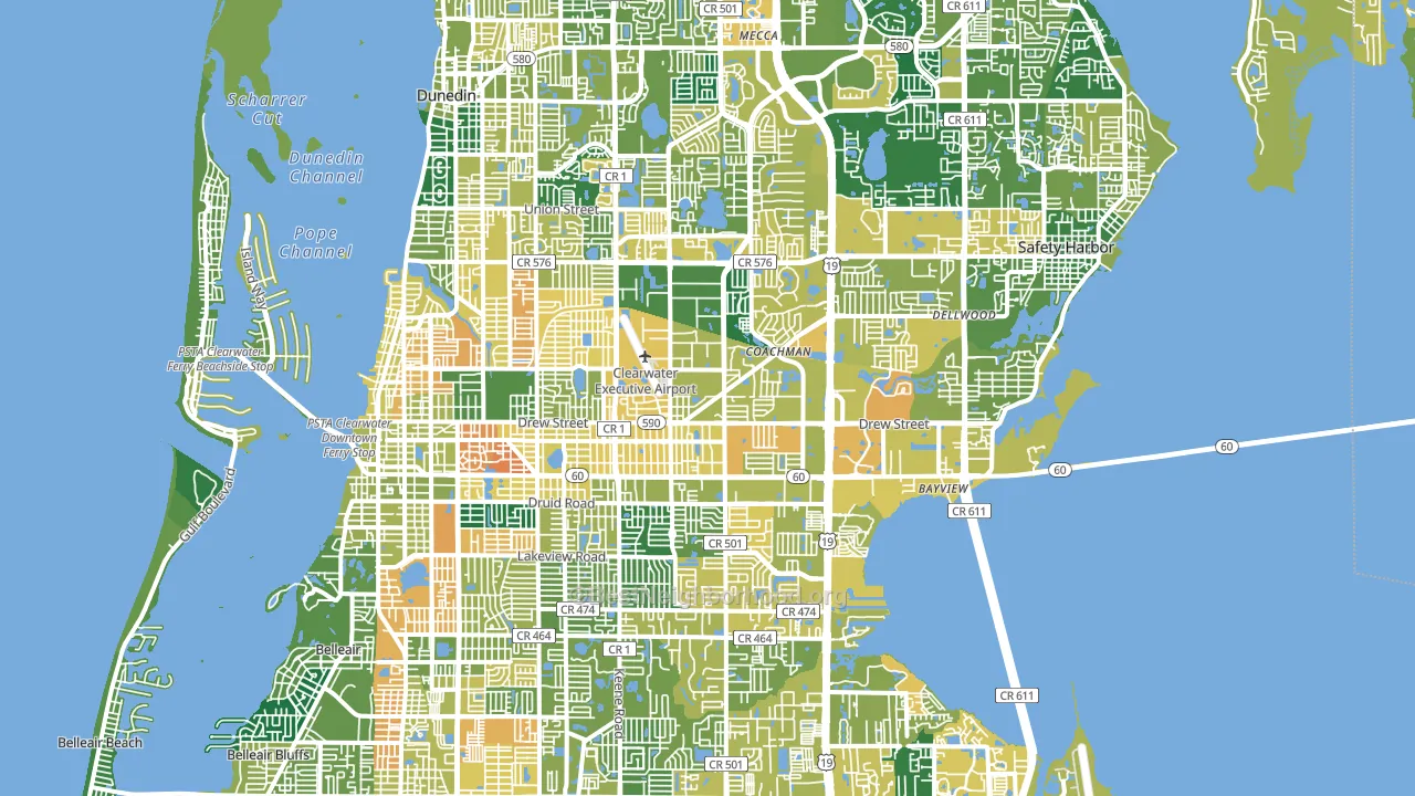 Clearwater, FL block-group voter-turnout map