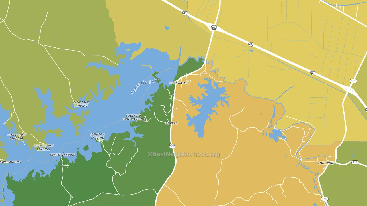 Clearwater, LA block-group voter-turnout map