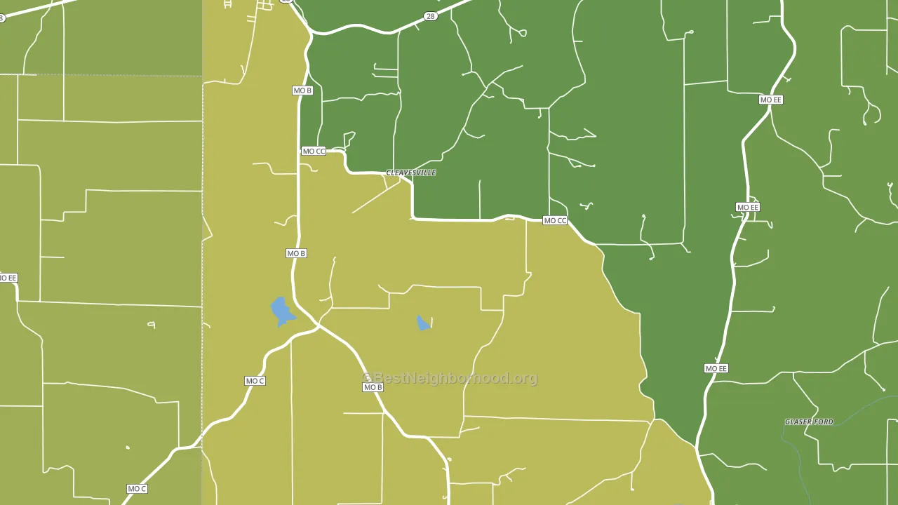 Cleavesville, MO block-group voter-turnout map