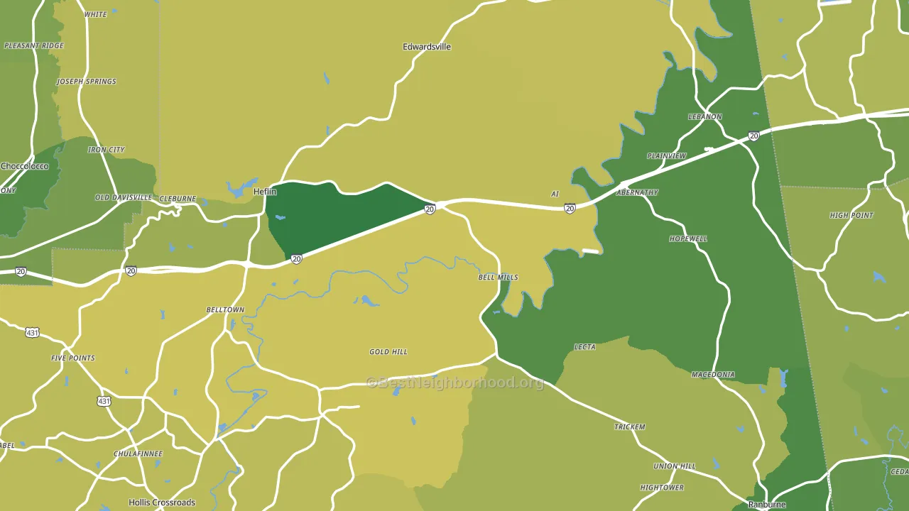 Cleburne County, AL block-group voter-turnout map