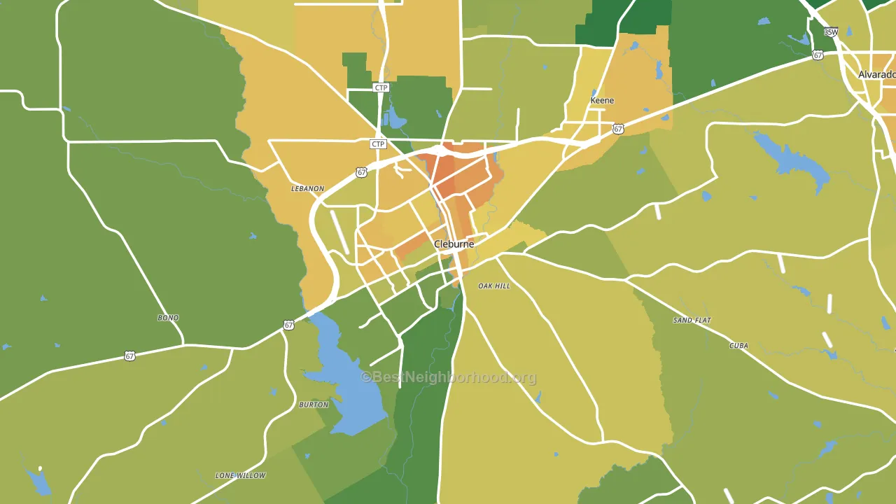 Cleburne, TX block-group voter-turnout map
