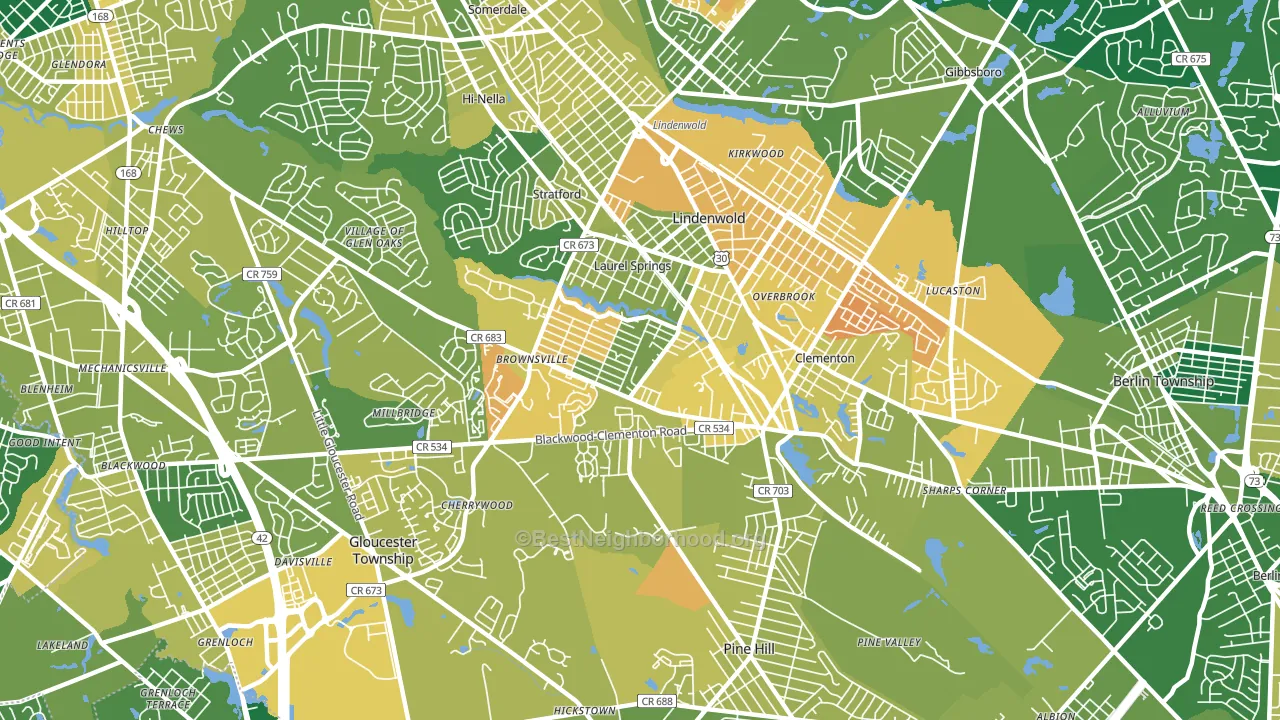 Clementon, NJ block-group voter-turnout map