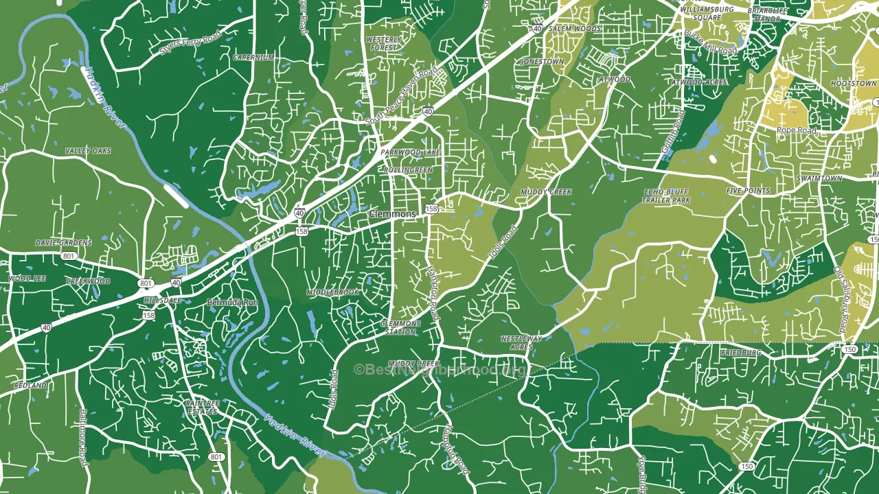 Clemmons, NC block-group voter-turnout map