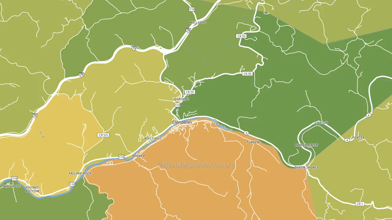 Clendenin, WV block-group voter-turnout map