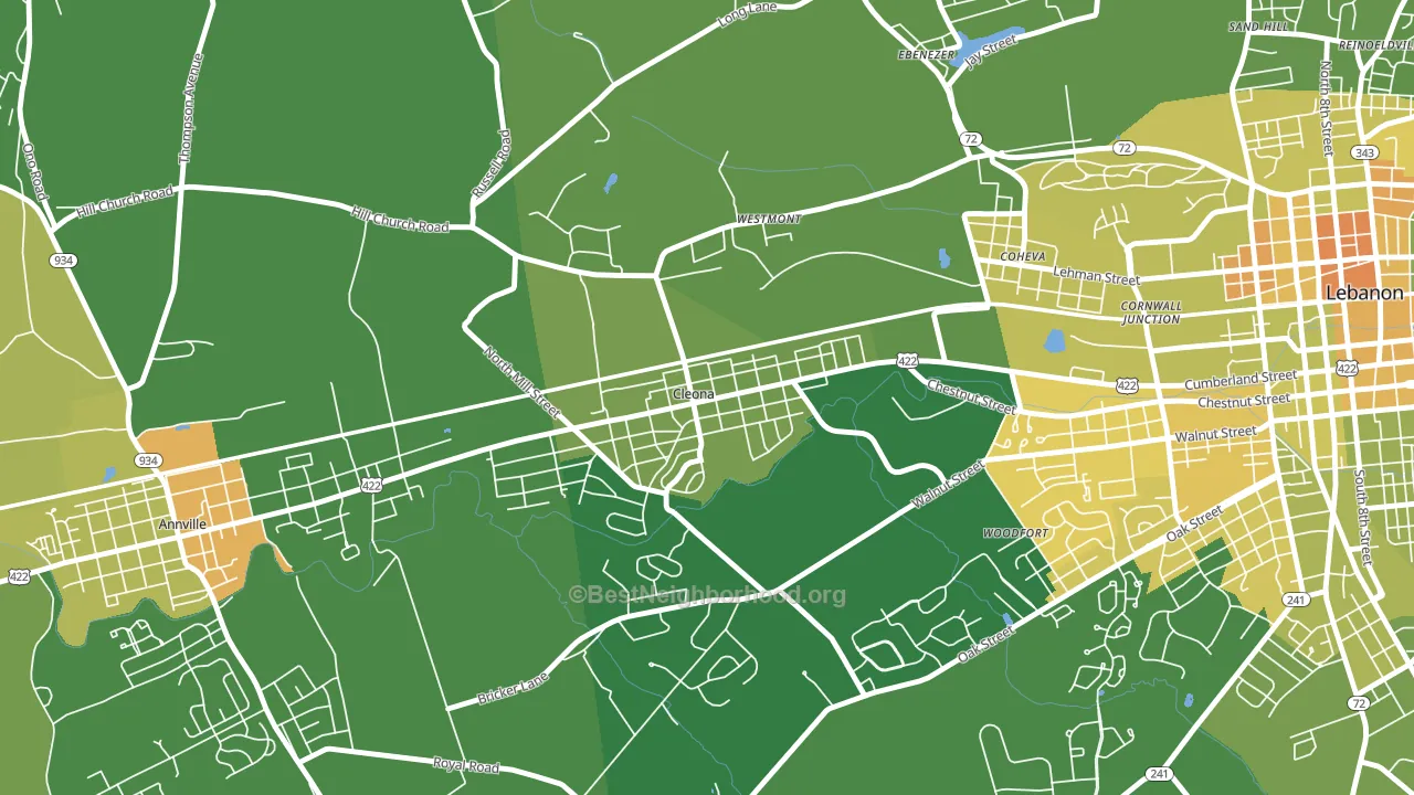 Cleona, PA block-group voter-turnout map