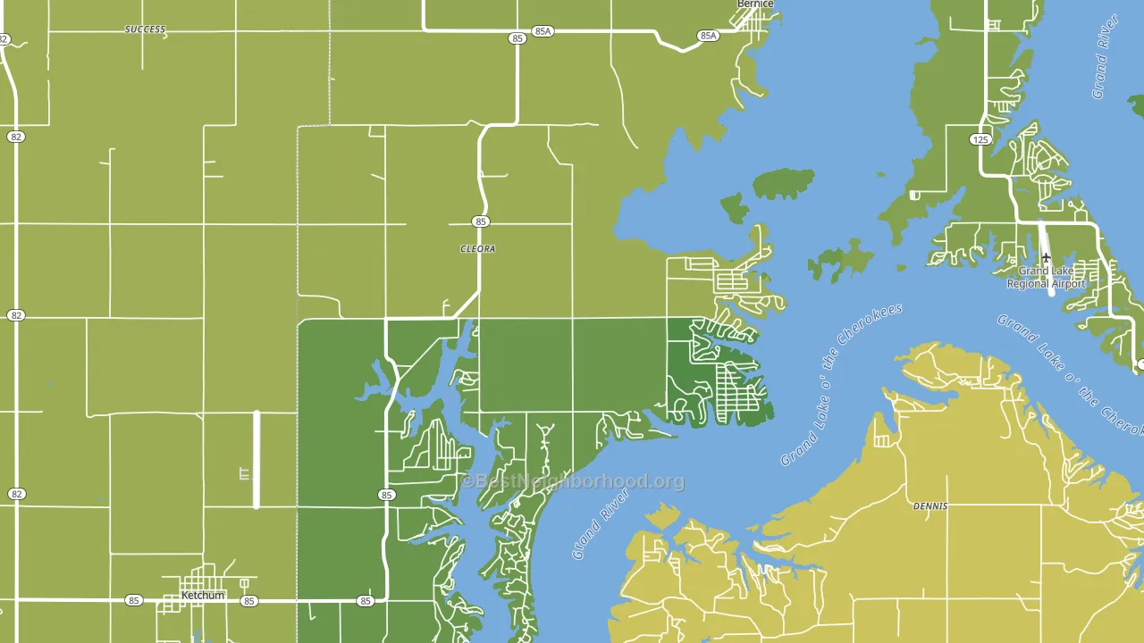 Cleora, OK block-group voter-turnout map