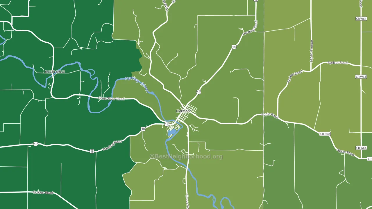 Clermont, IA block-group voter-turnout map