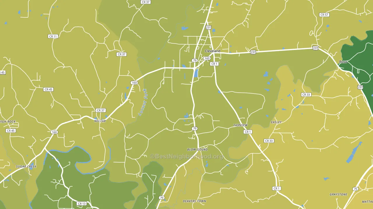 Cleveland, AL block-group voter-turnout map