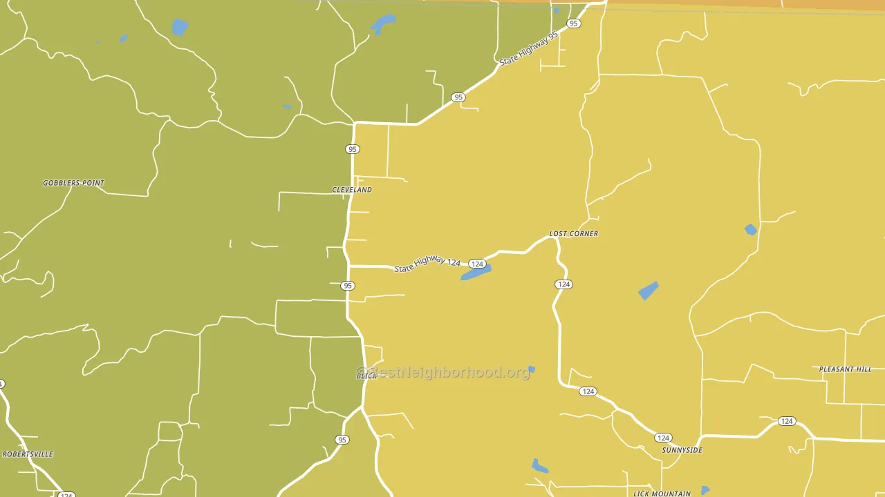 Cleveland, AR block-group voter-turnout map