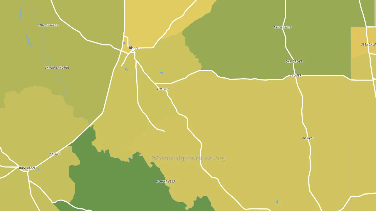 Cleveland County, AR block-group voter-turnout map