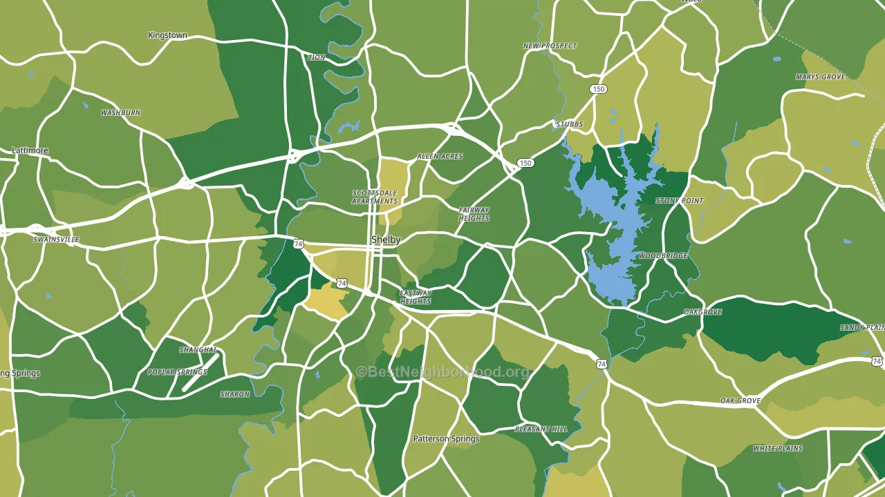 Cleveland County, NC block-group voter-turnout map