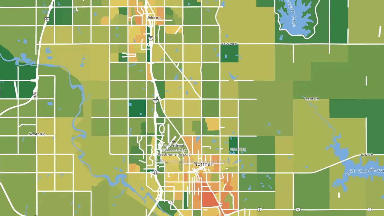 Cleveland County, OK block-group voter-turnout map