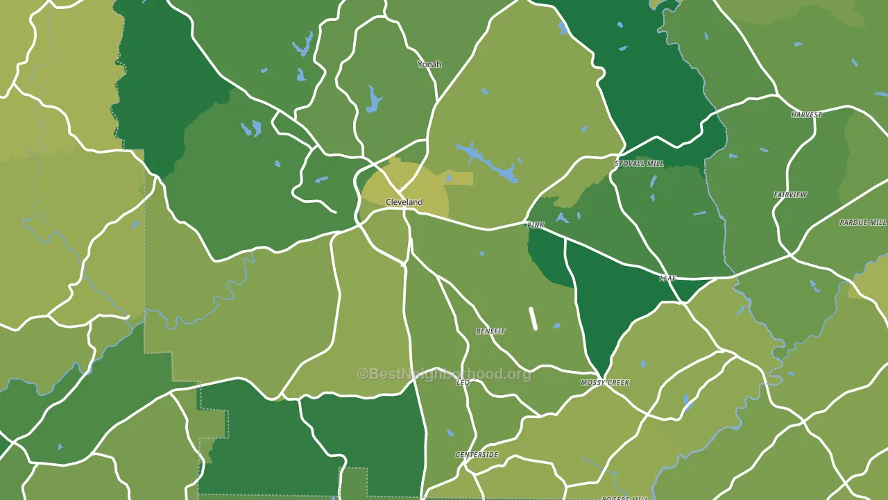 Cleveland, GA block-group voter-turnout map