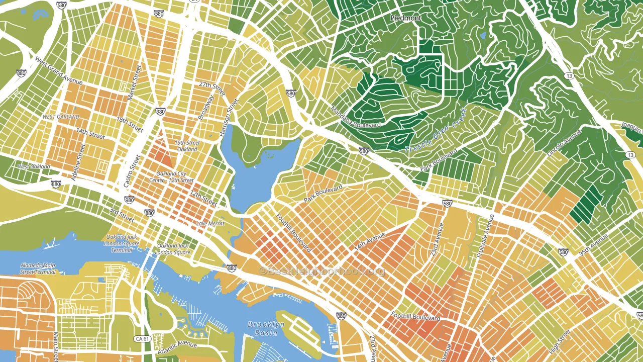 Cleveland Heights, Oakland, CA block-group voter-turnout map