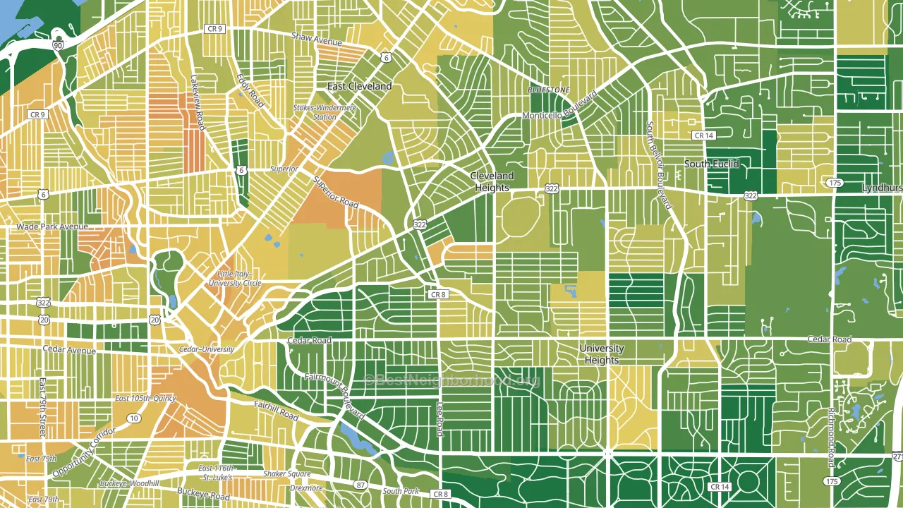Cleveland Heights, OH block-group voter-turnout map