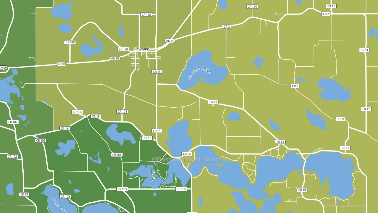 Cleveland, MN block-group voter-turnout map