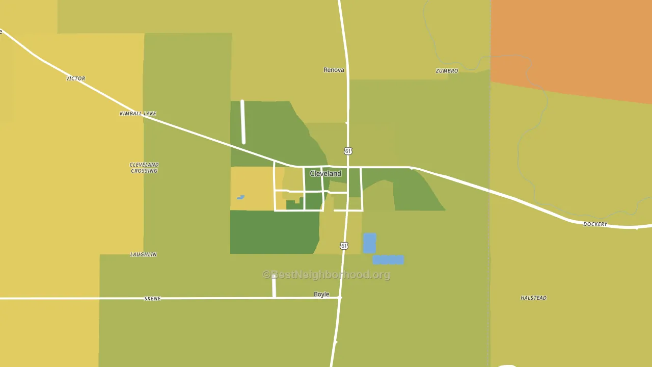 Cleveland, MS block-group voter-turnout map