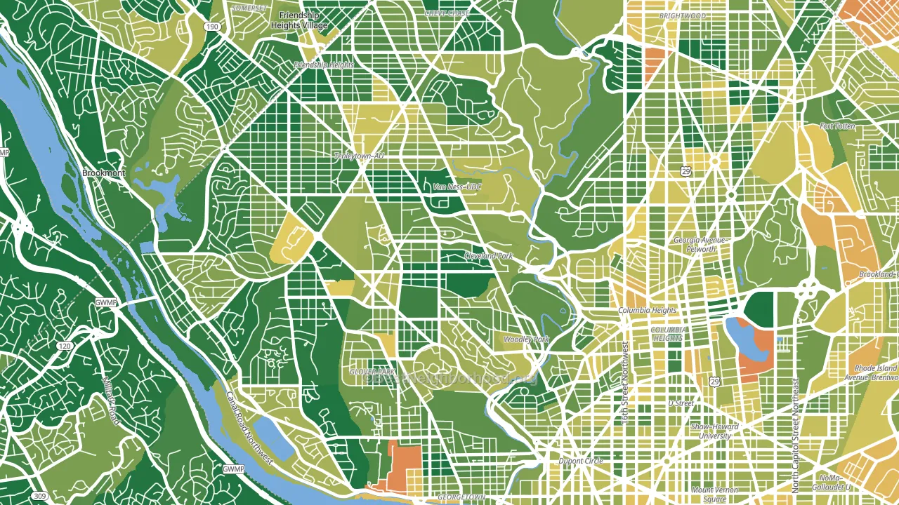 Cleveland Park, Washington, DC block-group voter-turnout map