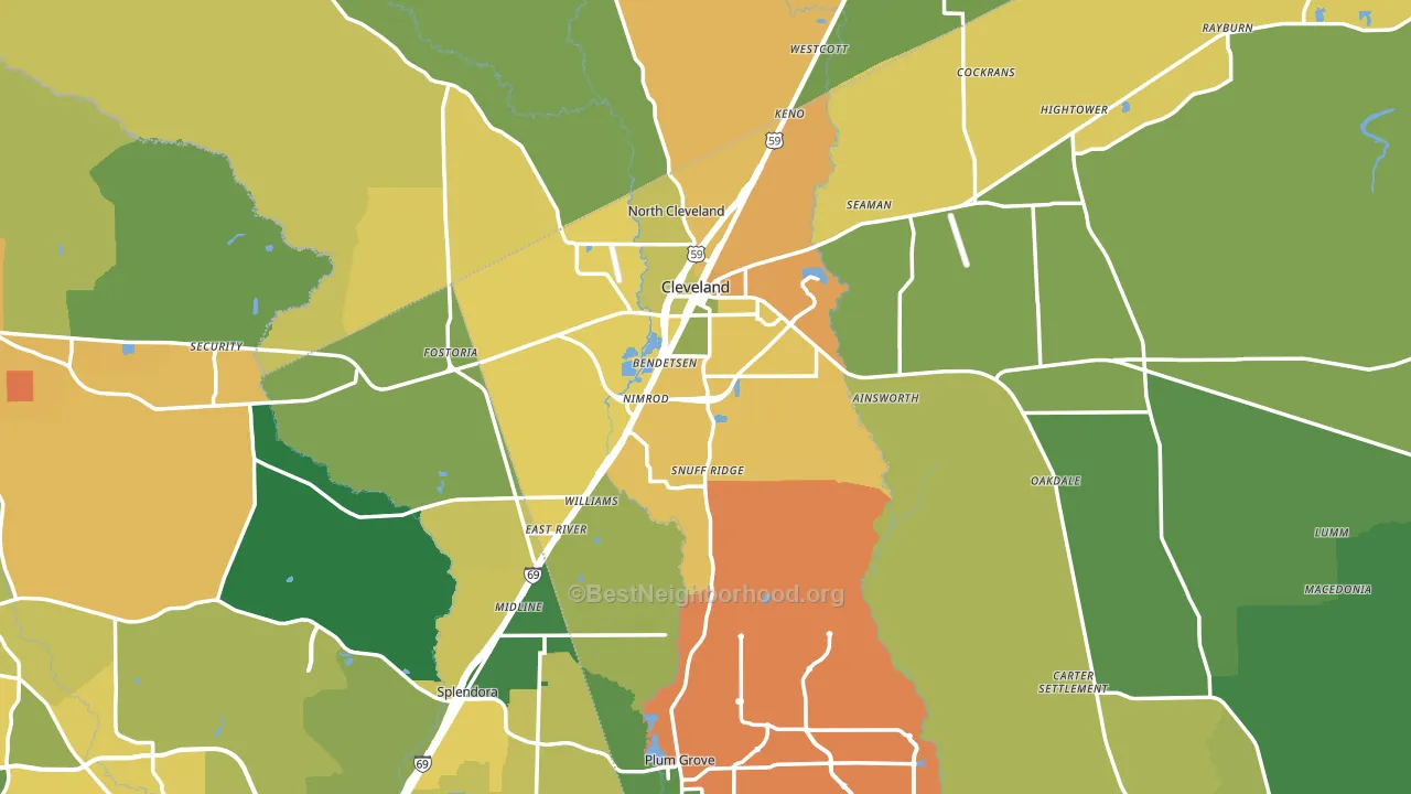 Cleveland, TX block-group voter-turnout map