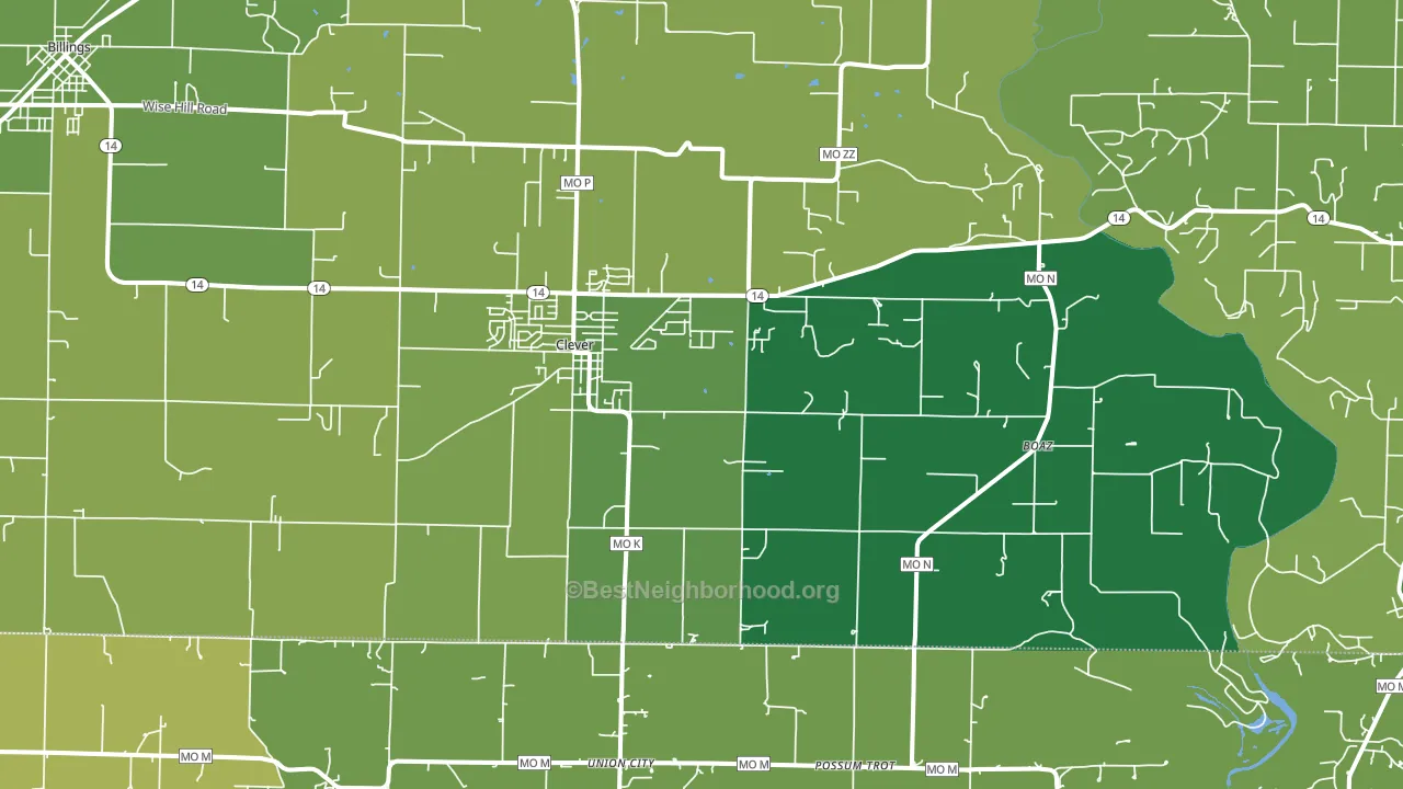 Clever, MO block-group voter-turnout map