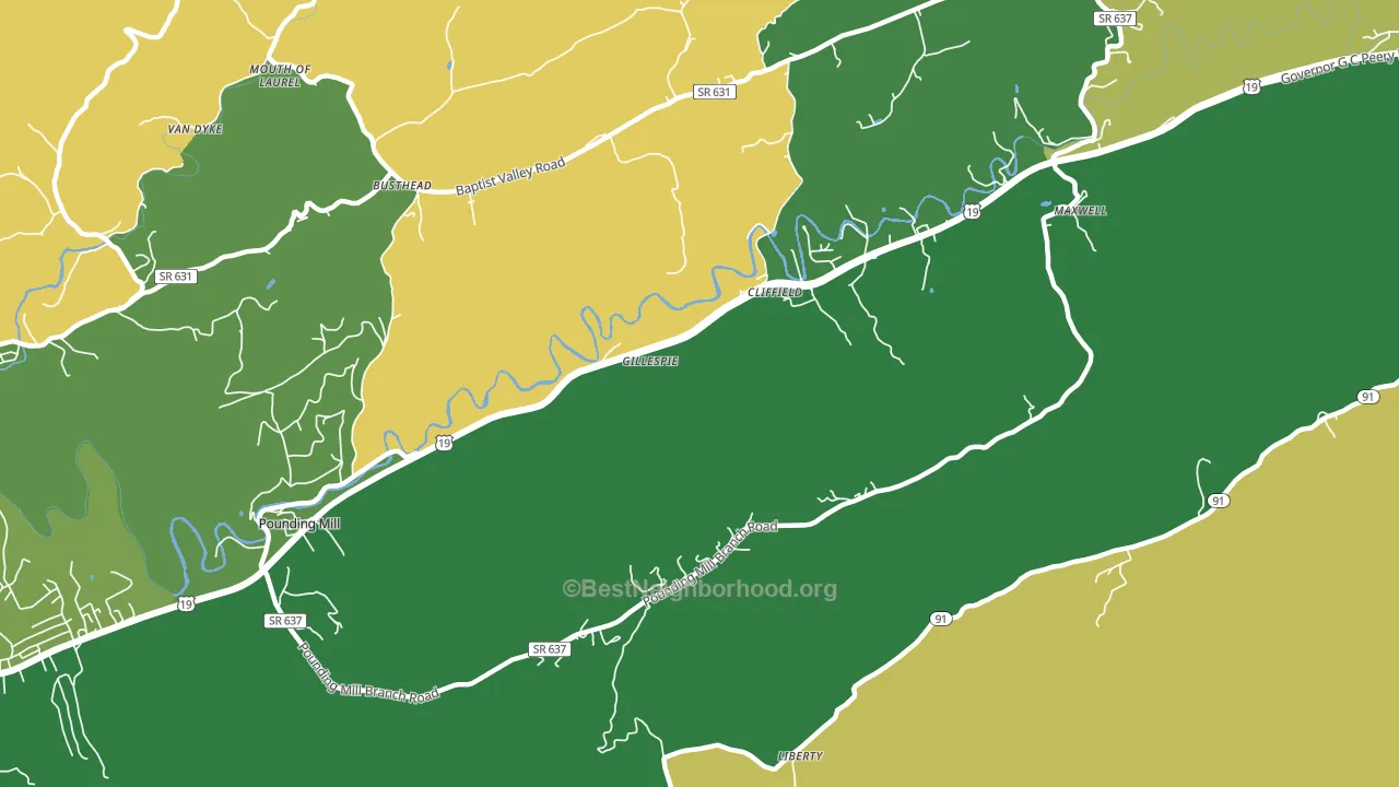 Cliffield, VA block-group voter-turnout map