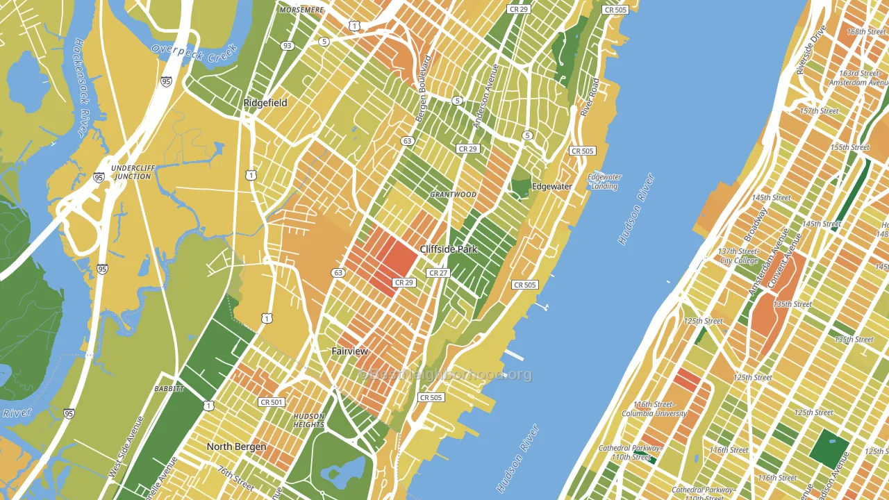 Cliffside Park, NJ block-group voter-turnout map