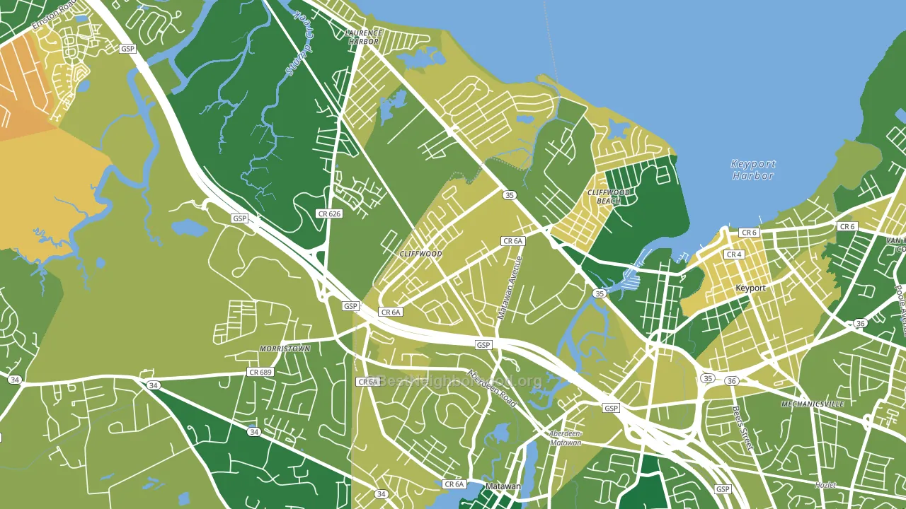 Cliffwood, NJ block-group voter-turnout map