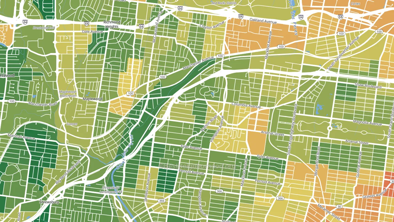 Clifton Heights, St. Louis, MO block-group voter-turnout map