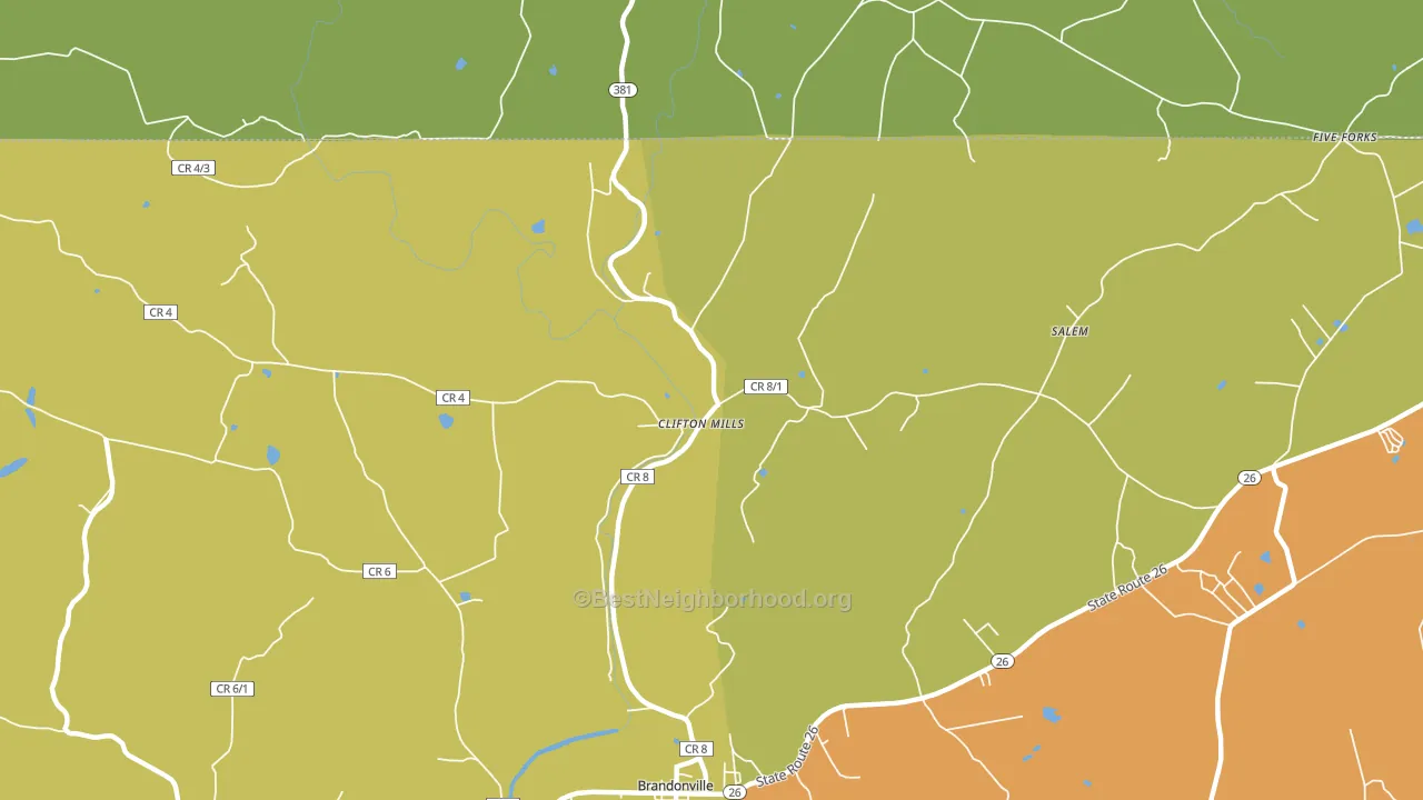Clifton Mills, WV block-group voter-turnout map