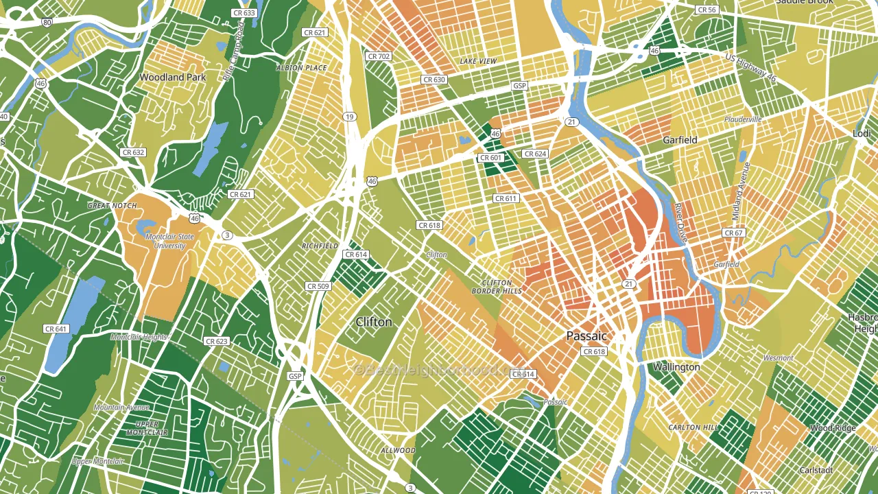 Clifton, NJ block-group voter-turnout map