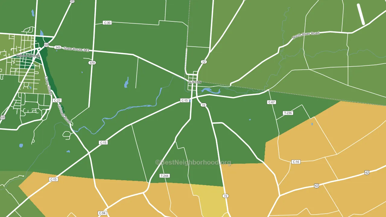 Clifton, OH block-group voter-turnout map
