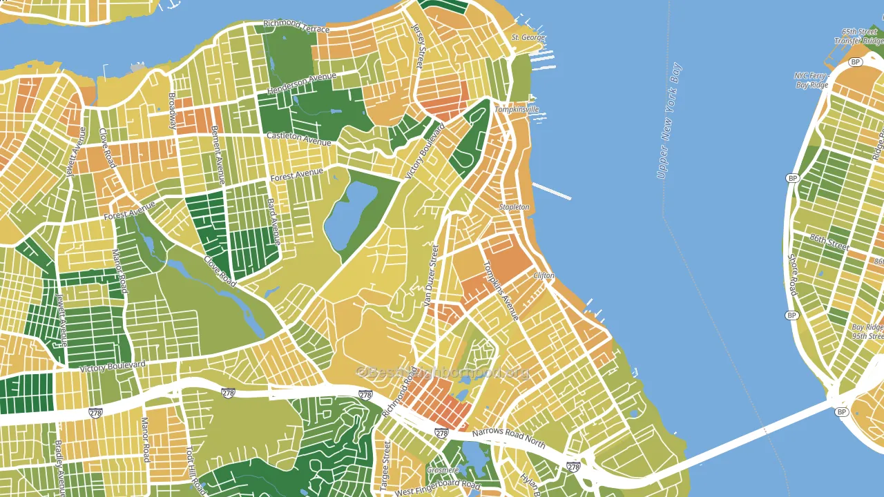 Clifton, Staten Island, NY block-group voter-turnout map