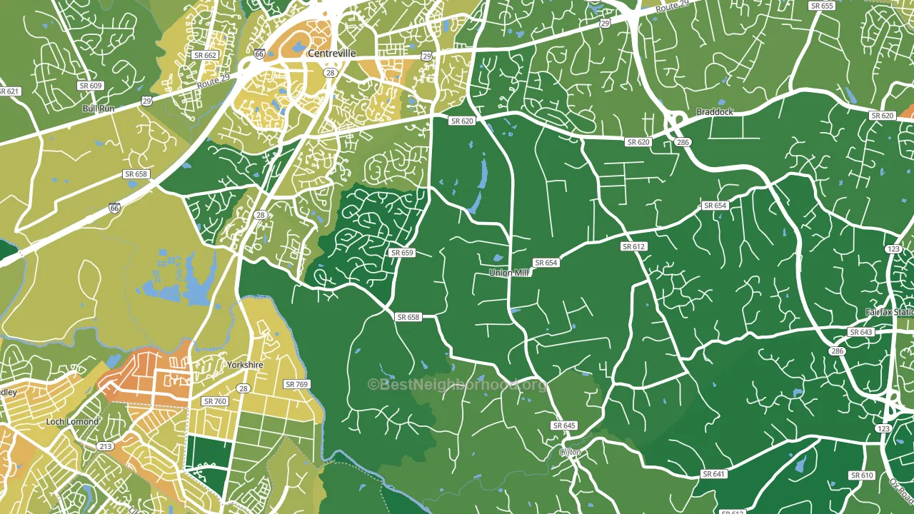Clifton, VA block-group voter-turnout map