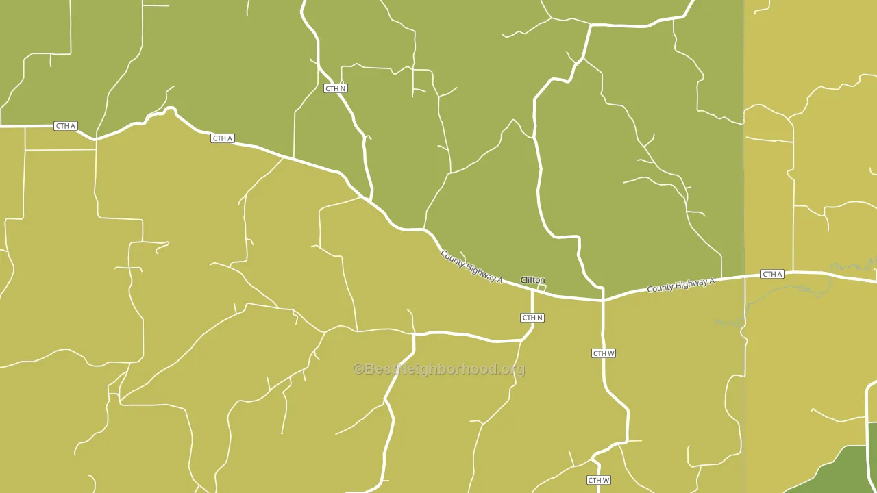 Clifton, WI block-group voter-turnout map