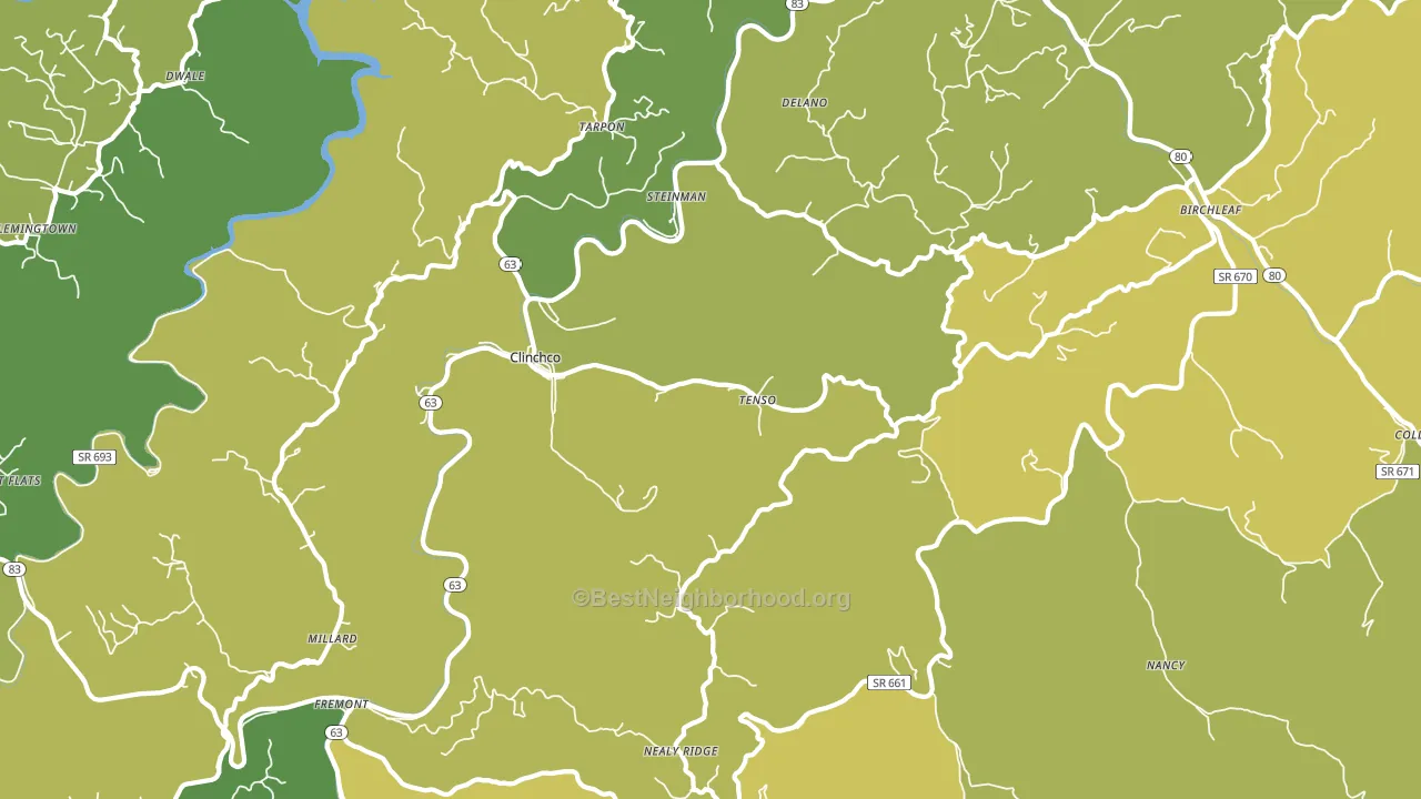 Clinchco, VA block-group voter-turnout map