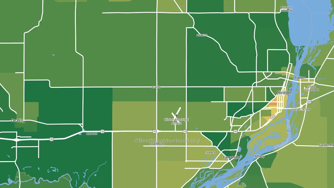 Clinton County, IA block-group voter-turnout map