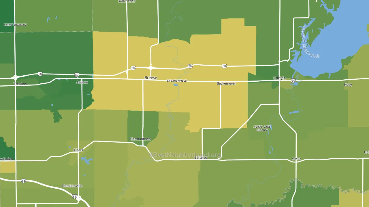 Clinton County, IL block-group voter-turnout map