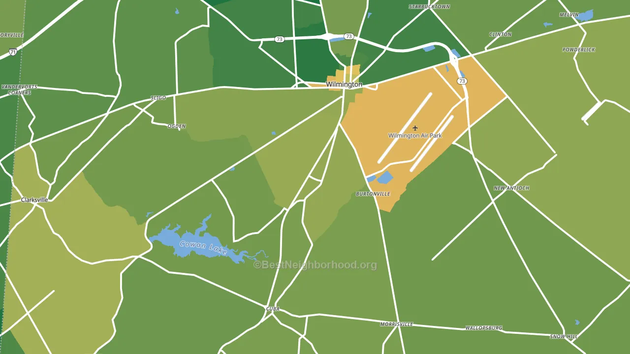 Clinton County, OH block-group voter-turnout map